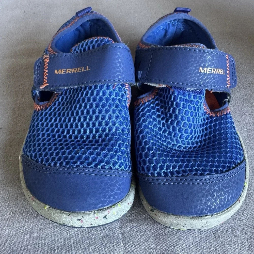 Size 8.5 - Merrell Kids Bare Steps H2o Water Shoe, Little Kid Blue/Orange